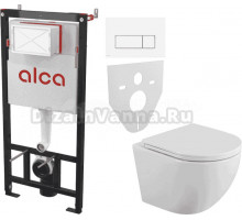Комплект Унитаз подвесной BelBagno Uno BB3105CHR/SC + Инсталляция AlcaPlast AM101/1120-4:1 RU M570-0001 кнопка смыва белая