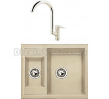 Комплект Мойка Whinstone Гарда 1 1/2B бежевый + Смеситель MEGA Snow MG-SH03 хром