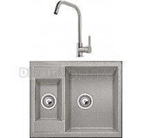 Комплект Мойка Whinstone Гарда 1 1/2B серый + Смеситель MEGA City MG- ZRV104 хром