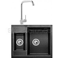 Комплект Мойка Whinstone Гарда 1 1/2B черный + Смеситель MEGA Didim MG-CM107 хром