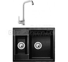 Комплект Мойка Whinstone Гарда 1 1/2B черный металлик + Смеситель MEGA Ege MG-PL10 хром
