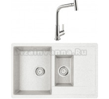 Комплект Мойка Whinstone Гурон 1 1/2B 1D белый + Смеситель MEGA Life MG-TK09 хром
