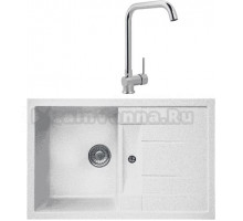 Комплект Мойка Whinstone Коралл 1B 1D белый + Смеситель MEGA Didim MG-CM107 хром