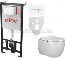 Комплект Унитаз подвесной Ceramicanova Play CN3001 + Инсталляция AlcaPlast AM101/1120-4:1 RU M570-0001 кнопка смыва белая