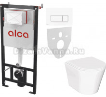 Комплект Унитаз подвесной Ceramicanova Forma CN3011 + Инсталляция AlcaPlast AM101/1120-4:1 RU M570-0001 кнопка смыва белая