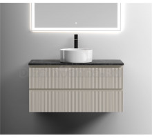 Тумба под раковину со столешницей Sancos Snob T 100 beige soft, столешница черный мрамор, с отв. под смеситель