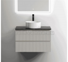 Тумба под раковину со столешницей Sancos Snob T 80 beige soft, столешница черный мрамор, с отв. под смеситель