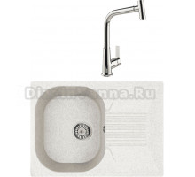 Комплект Мойка Whinstone Рона 1B 1D белый + Смеситель MEGA Life MG-TK09 хром