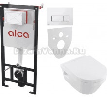 Комплект Унитаз подвесной Villeroy & Boch Omnia Architectura 5684HR01 + Инсталляция AlcaPlast AM101/1120-4:1 RU M571-0001 кнопка смыва хром