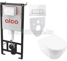 Комплект Унитаз подвесной Villeroy & Boch Architectura 4694HR01 + Инсталляция AlcaPlast AM101/1120-4:1 RU M571-0001 кнопка смыва хром
