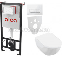 Комплект Унитаз подвесной Villeroy & Boch Subway 2.0 5614R201 + Инсталляция AlcaPlast AM101/1120-4:1 RU M571-0001 кнопка смыва хром