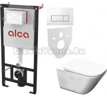 Комплект Унитаз подвесной Roca Gap 34647L000 + Крышка 801472001 с микролифтом + Инсталляция AlcaPlast AM101/1120-4:1 RU M571-0001 кнопка смыва хром