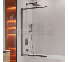 Шторка на ванну Cezares Slider VF-11-90/150-C-GM профиль оружейная сталь, стекло прозрачное