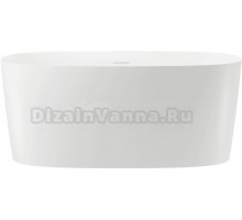 Акриловая ванна Wellsee Calin 140x70 см, отдельностоящая, белая, овальная, на ножках, со сливом-переливом, с донным клапаном, фурнитура черная