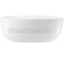 Акриловая ванна Wellsee Eclatant 160x75 см, отдельностоящая, белая, овальная, на ножках, со сливом-переливом, с донным клапаном, фурнитура золото