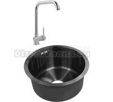 Комплект Мойка PREMIAL Romance 468864 графит + Смеситель MEGA Didim MG-CM107 хром