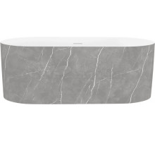 Акриловая ванна Wellsee Chalice Perfection 165x75 см, отдельностоящая, матовый серый мрамор, глянцевая белая, овальная, на ножках, со сливом-переливом, с донным клапаном