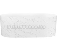 Акриловая ванна Wellsee Chalice Perfection 165x75 см, отдельностоящая, матовый белый мрамор, глянцевая белая, овальная, на ножках, со сливом-переливом, с донным клапаном