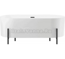 Акриловая ванна Wellsee FR.Euphoria 2.0 165x75 см, отдельностоящая, белая, овальная, на ножках, со сливом-переливом, с донным клапаном, фурнитура черная
