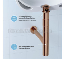 Комплект Wellsee Drainage System 182117001 с донным клапаном с переливом, розовое золото