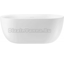 Акриловая ванна Wellsee Chic Riviera 150x80 см, отдельностоящая, белая, овальная, на ножках, со сливом-переливом, с донным клапаном, фурнитура золото