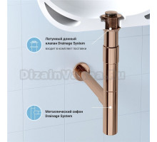Комплект Wellsee Drainage System 182117002 с донным клапаном без перелива, розовое золото