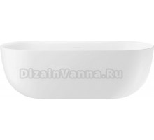 Акриловая ванна Wellsee Chic Riviera 170x75 см, отдельностоящая, белая, овальная, на ножках, со сливом-переливом, с донным клапаном, фурнитура черная