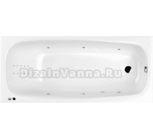 Акриловая ванна WHITECROSS Layla Line Nano 170x75 см, встраиваемая, с гидромассажем, белая, с каркасом, со сливом-переливом