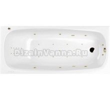 Акриловая ванна WHITECROSS Layla Ultra Nano 170x75 см, встраиваемая, с гидромассажем, белая, с каркасом, со сливом-переливом, фурнитура золото