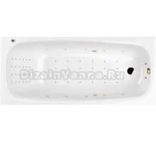 Акриловая ванна WHITECROSS Layla Nano 180x80 см, встраиваемая, с гидромассажем, белая, с каркасом, со сливом-переливом, фурнитура золото