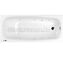 Акриловая ванна WHITECROSS Layla Slim Line Nano 170x75 см, встраиваемая, с гидромассажем, белая, с каркасом, со сливом-переливом