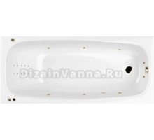 Акриловая ванна WHITECROSS Layla Slim Smart Nano 170x75 см, встраиваемая, с гидромассажем, белая, с каркасом, со сливом-переливом, фурнитура золото