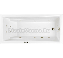 Акриловая ванна WHITECROSS Palace Smart 170x75 см, встраиваемая, с гидромассажем, белая, с каркасом, со сливом-переливом, фурнитура бронза