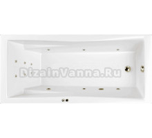 Акриловая ванна WHITECROSS Palace Line 180x80 см, встраиваемая, с гидромассажем, белая, с каркасом, со сливом-переливом, фурнитура бронза