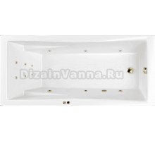 Акриловая ванна WHITECROSS Palace Line 180x80 см, встраиваемая, с гидромассажем, белая, с каркасом, со сливом-переливом, фурнитура золото