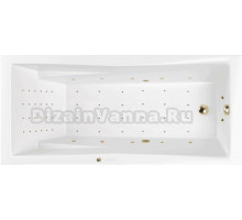Акриловая ванна WHITECROSS Palace Nano 180x80 см, встраиваемая, с гидромассажем, белая, с каркасом, со сливом-переливом, фурнитура золото