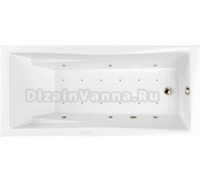 Акриловая ванна WHITECROSS Palace Relax 180x80 см, встраиваемая, с гидромассажем, белая, с каркасом, со сливом-переливом, фурнитура бронза