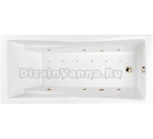 Акриловая ванна WHITECROSS Palace Relax 180x80 см, встраиваемая, с гидромассажем, белая, с каркасом, со сливом-переливом, фурнитура золото