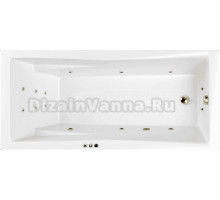 Акриловая ванна WHITECROSS Palace Smart 180x80 см, встраиваемая, с гидромассажем, белая, с каркасом, со сливом-переливом, фурнитура бронза