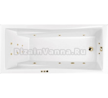 Акриловая ванна WHITECROSS Palace Smart 180x80 см, встраиваемая, с гидромассажем, белая, с каркасом, со сливом-переливом, фурнитура золото