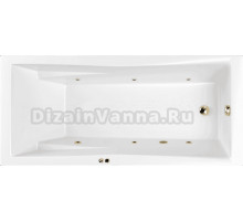 Акриловая ванна WHITECROSS Palace Soft 180x80 см, встраиваемая, с гидромассажем, белая, с каркасом, со сливом-переливом, фурнитура золото