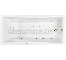 Акриловая ванна WHITECROSS Palace Ultra 180x80 см, встраиваемая, с гидромассажем, белая, с каркасом, со сливом-переливом, фурнитура бронза