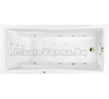 Акриловая ванна WHITECROSS Palace Ultra 180x80 см, встраиваемая, с гидромассажем, белая, с каркасом, со сливом-переливом, фурнитура золото