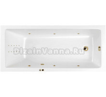 Акриловая ванна WHITECROSS Wave Slim Line Nano 160x80 см, встраиваемая, с гидромассажем, белая, с каркасом, со сливом-переливом, фурнитура золото