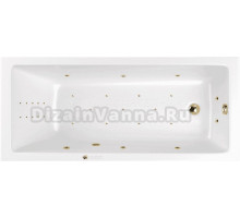 Акриловая ванна WHITECROSS Wave Slim Ultra Nano 160x80 см, встраиваемая, с гидромассажем, белая, с каркасом, со сливом-переливом, фурнитура золото