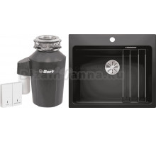 Комплект Мойка Blanco Etagon 6 черная + Измельчитель Bort Alligator Green