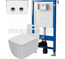 Комплект Унитаз подвесной Point Меркурий PN41831WM + Инсталляция PN45121 пневматическая + Кнопка Венера PN44071WC белая, хром