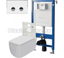 Комплект Унитаз подвесной Point Меркурий PN41831 + Инсталляция PN45121 пневматическая + Кнопка Венера PN44071WC белая, хром