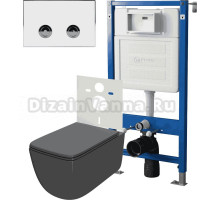 Комплект Унитаз подвесной Point Меркурий PN41831GM + Инсталляция PN45121 пневматическая + Кнопка Венера PN44071WC белая, хром