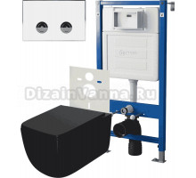 Комплект Унитаз подвесной Point Меркурий PN41831BM + Инсталляция PN45121 пневматическая + Кнопка Венера PN44071WC белая, хром